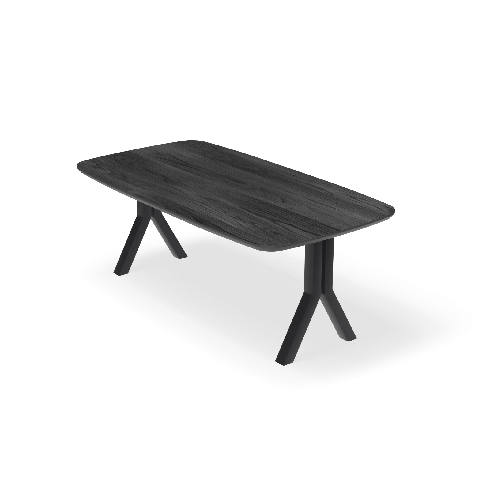 Eettafel Y poot (8x8cm) - Deens Ovaal HPL Houtlook zwart (200x105cm)