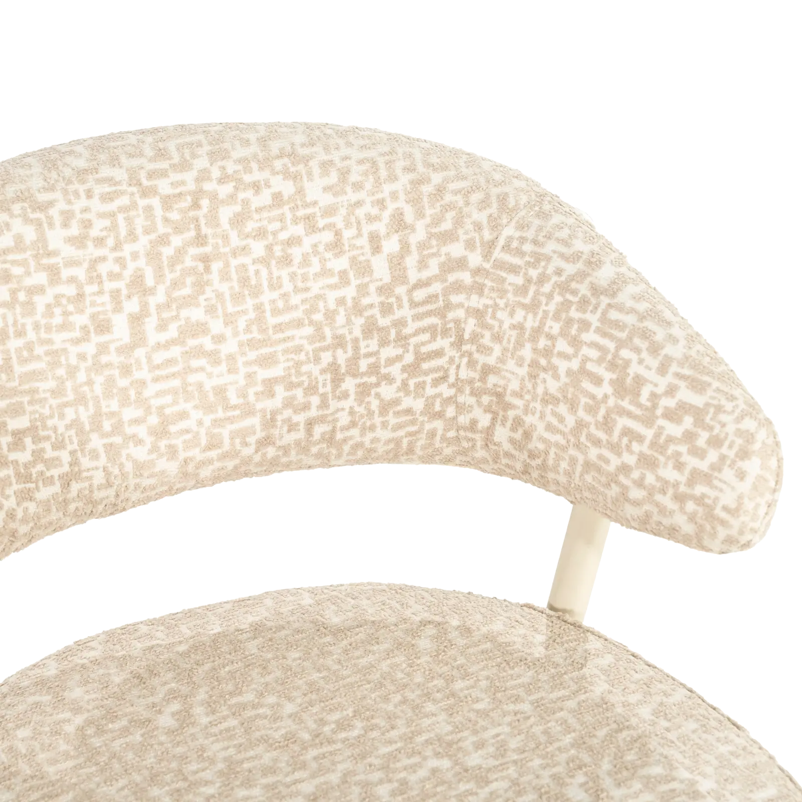 Eetkamerstoel Miso – stof Tetris Taupe – open rug – poot beige