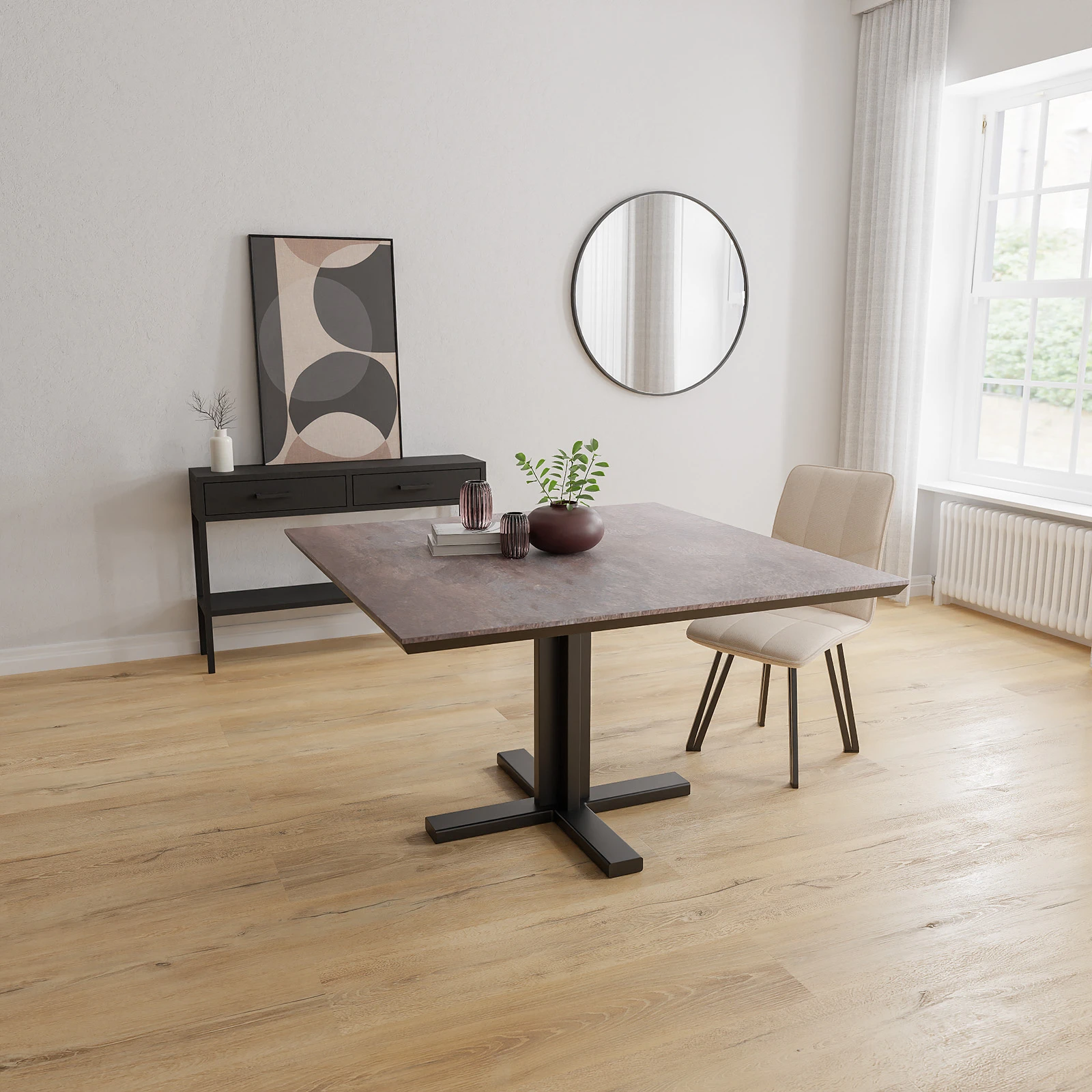 Eettafel Kolos - Vierkant HPL Oxidised (130x130cm)
