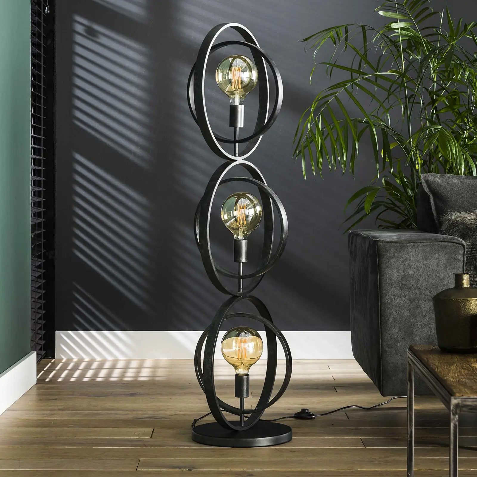 Vloerlamp Turn Around (3 lichts) - Charcoal