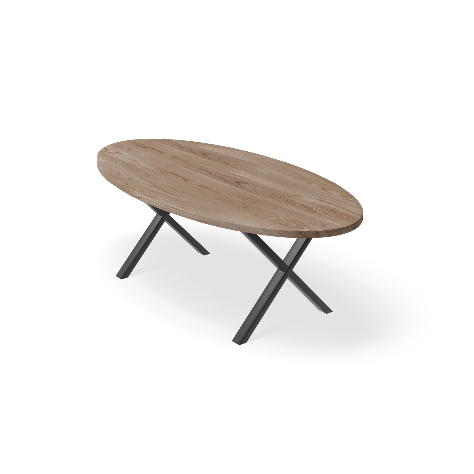 Eettafel X Poot(8x4cm) - Ovaal Eiken Kiezel (220x110cm)