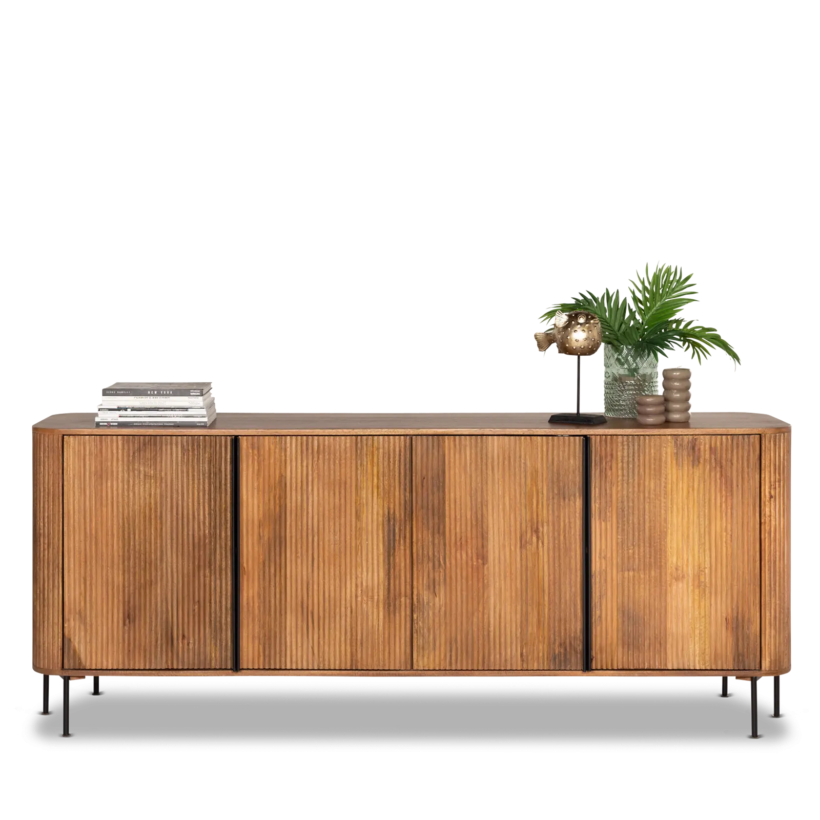 Dressoir Amare - 200 cm - Mangohout Lichtbruin - 4 deuren