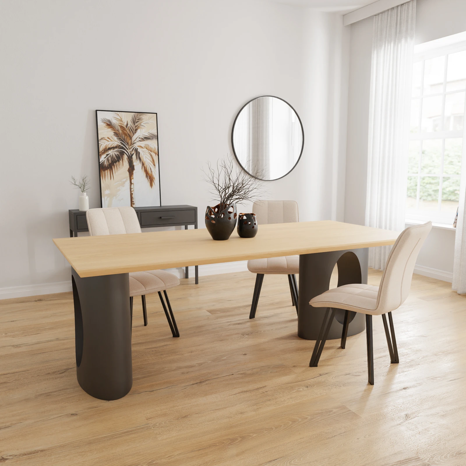 Eettafel Cone - Rechthoek Nature White (220x100cm)