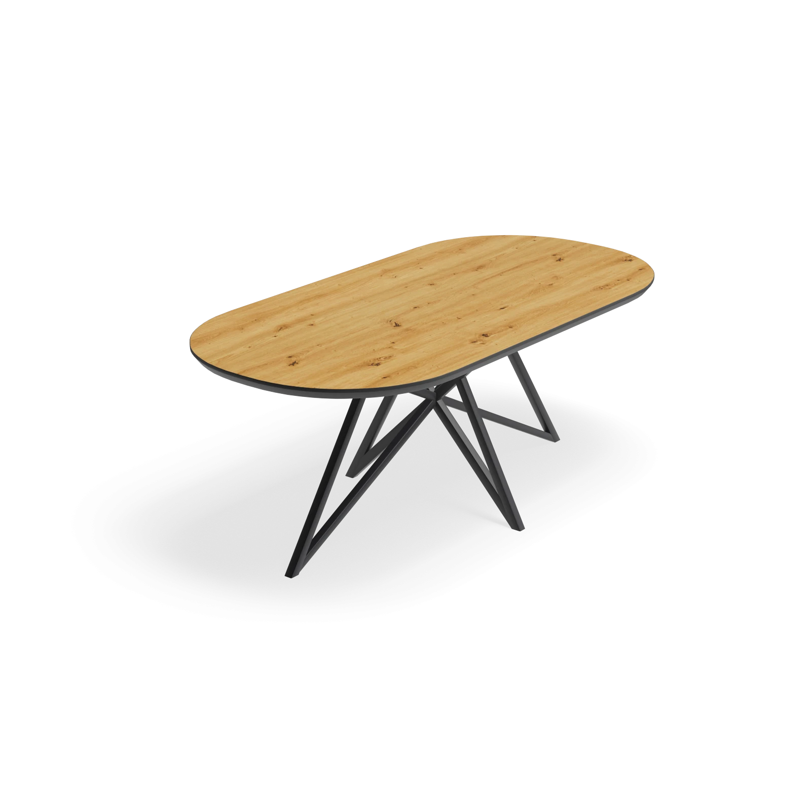 Eettafel Crosse - Halve Cirkel HPL Houtlook Naturel (200x100cm)