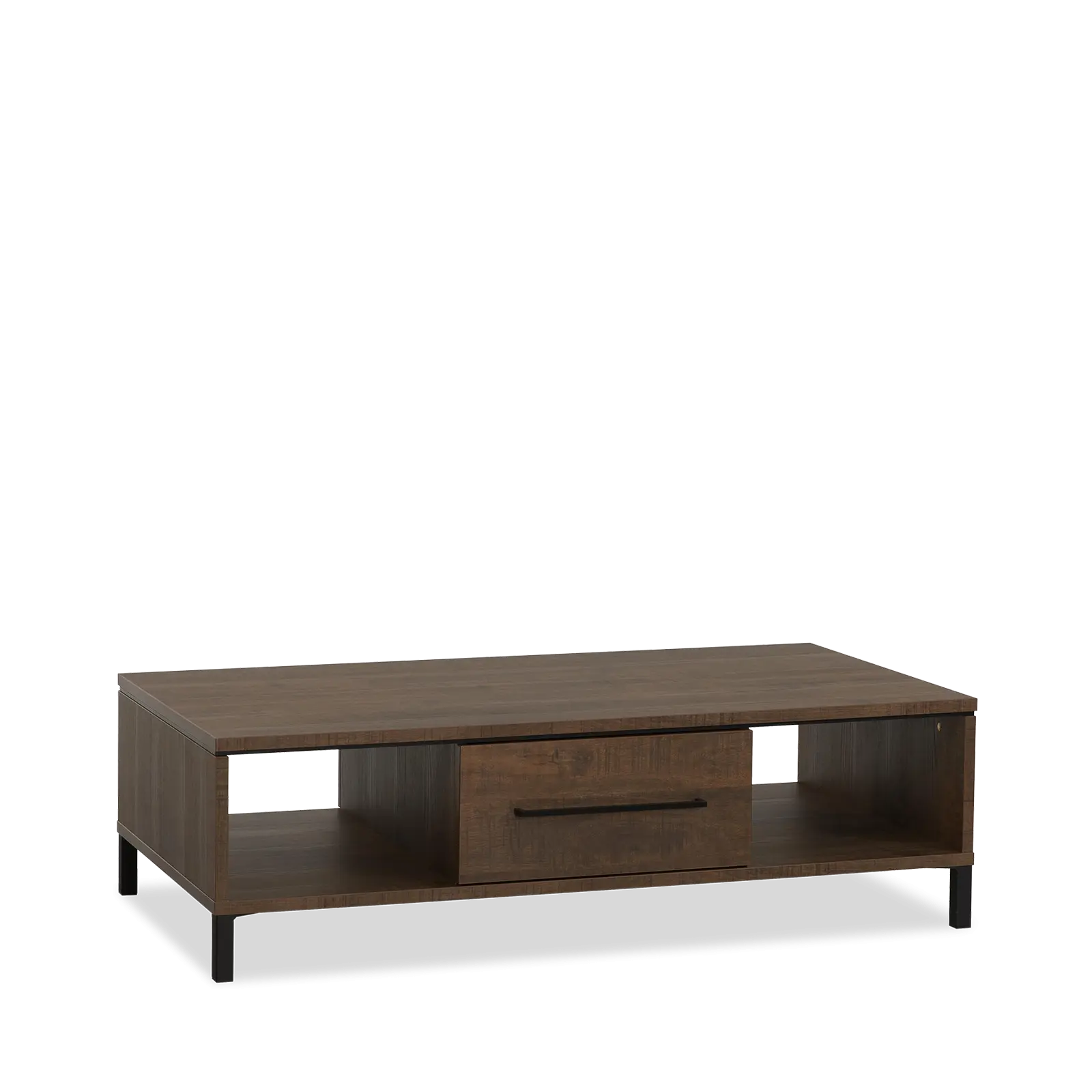 Salontafel Hudson - 135x67 cm - LamuluxDark Mango - 1 lade, 2 open vakken
