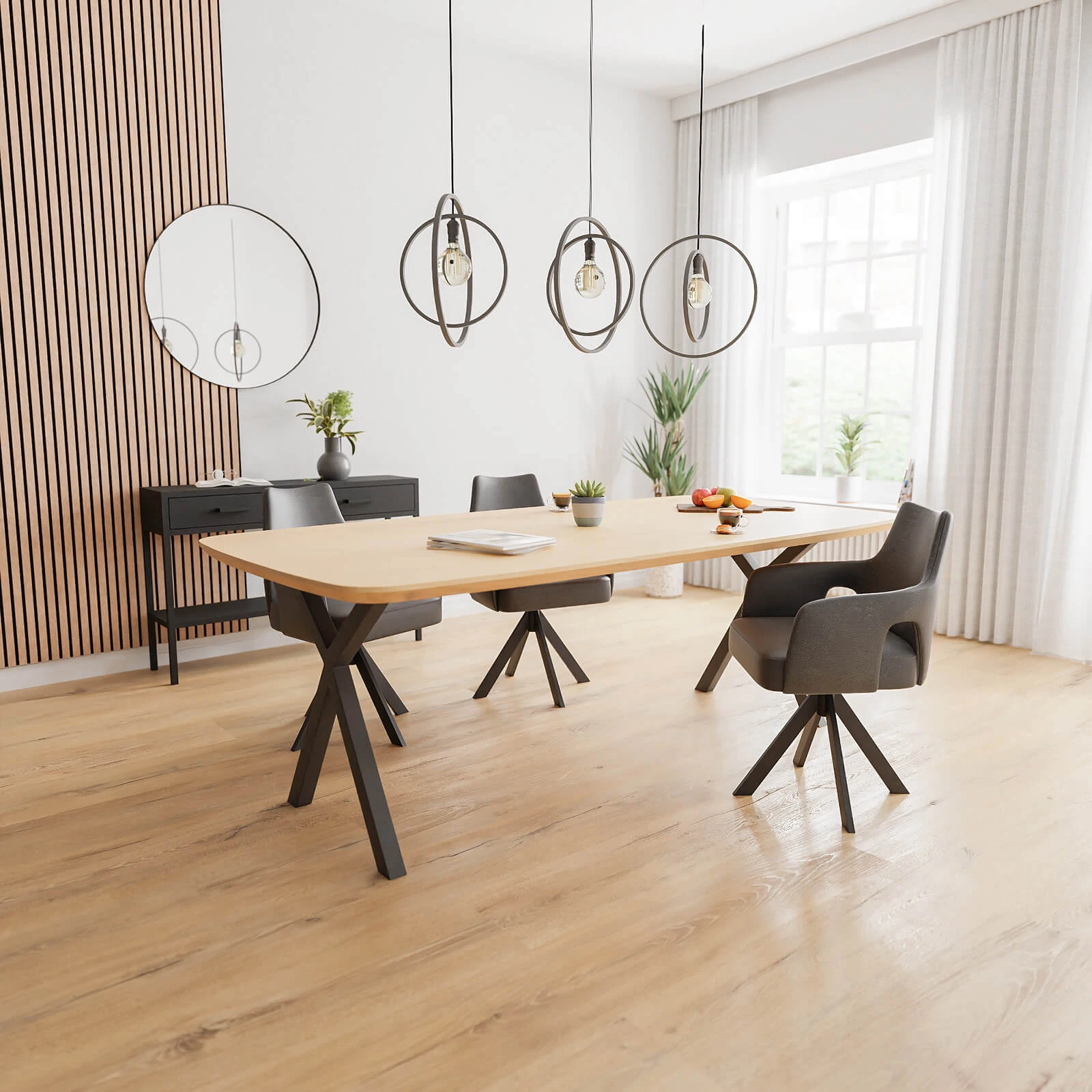 Eettafel X Poot(dun) - Deens Ovaal Eiken Nature White (220x110cm)
