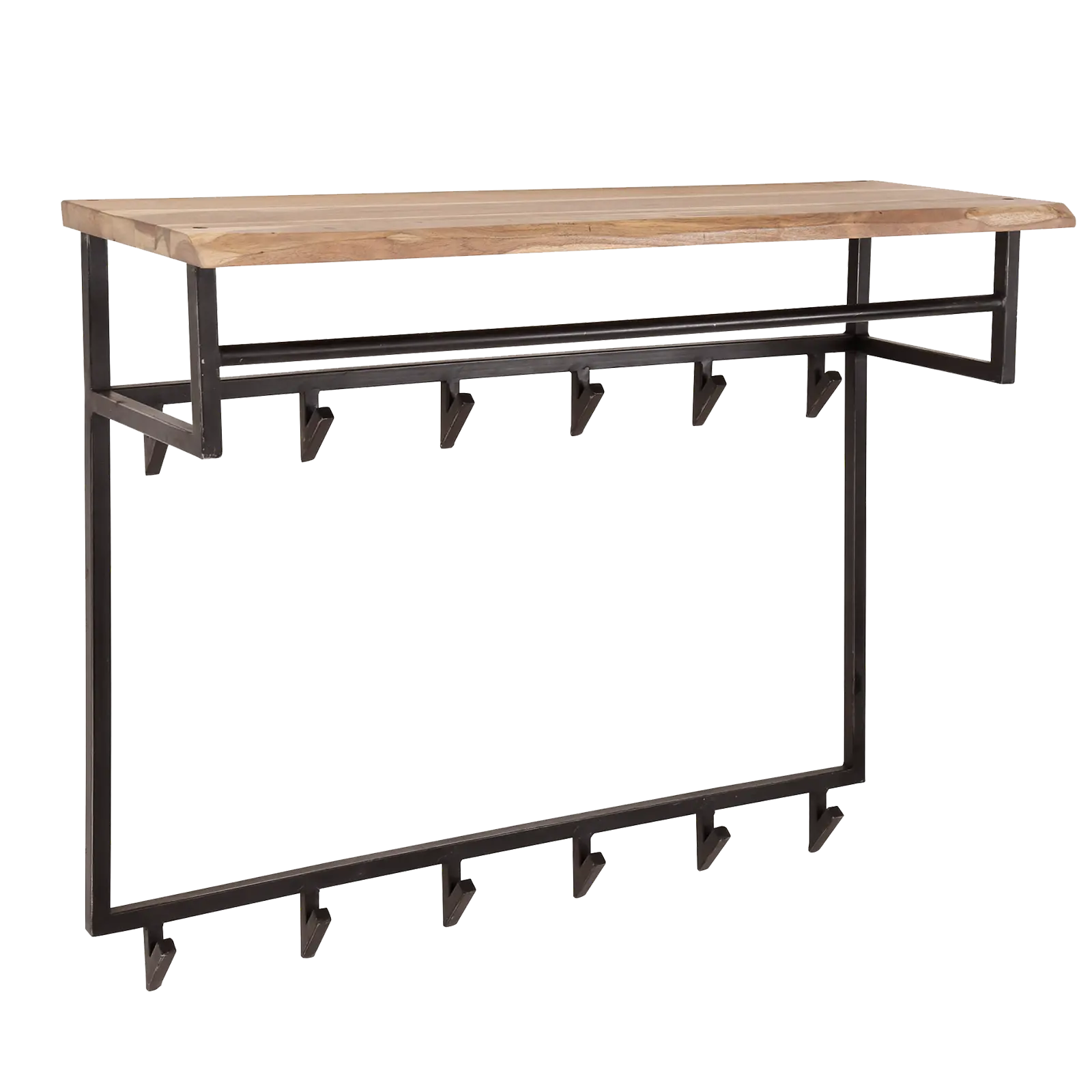Kapstok Edge - 100 cm - 12 haken - roede - hoedenplank - Acaciahout
