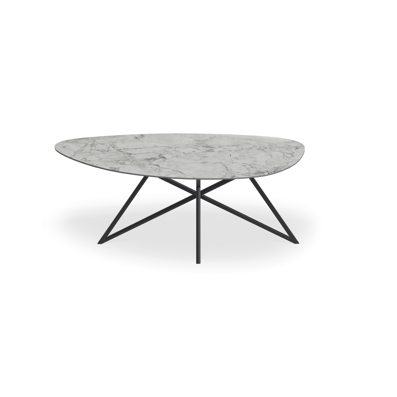 Eettafel Crosse (los) - Kiezel Keramiek Superwhite Satin (200x120cm)