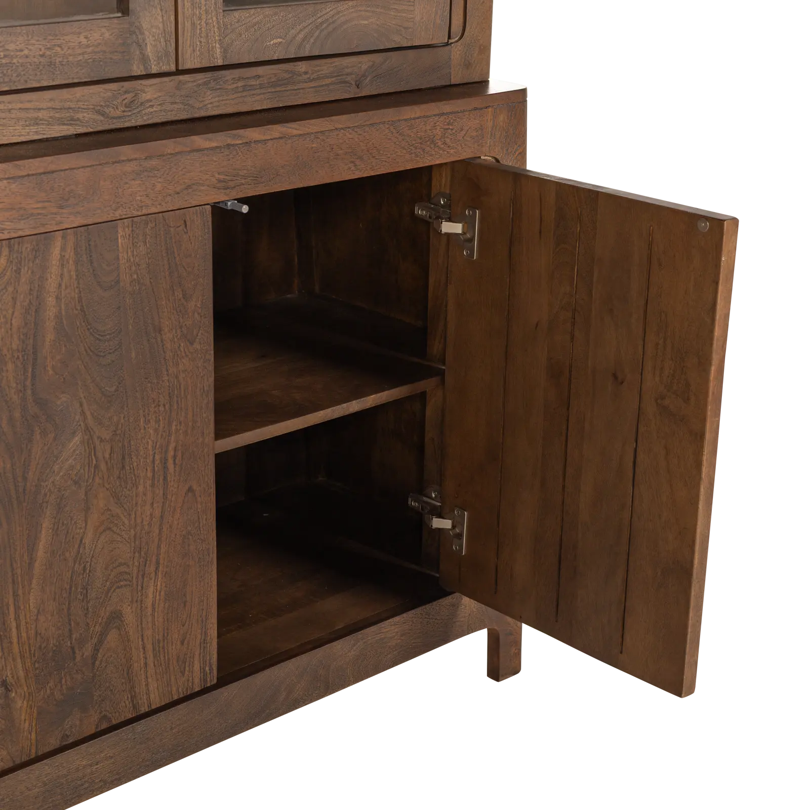 Buffetkast Latara - 200 cm - 8-deurs - Mangohout Cacao Bruin - 4 glasdeuren, 4 dichte deuren