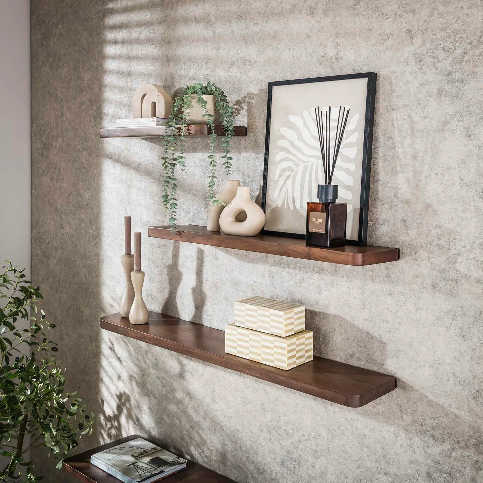 Eiken wandplank met dimbare Dual White Ledstrip - Wandplanken en plankdragers - : Op maat gemaakte schuifdeuren