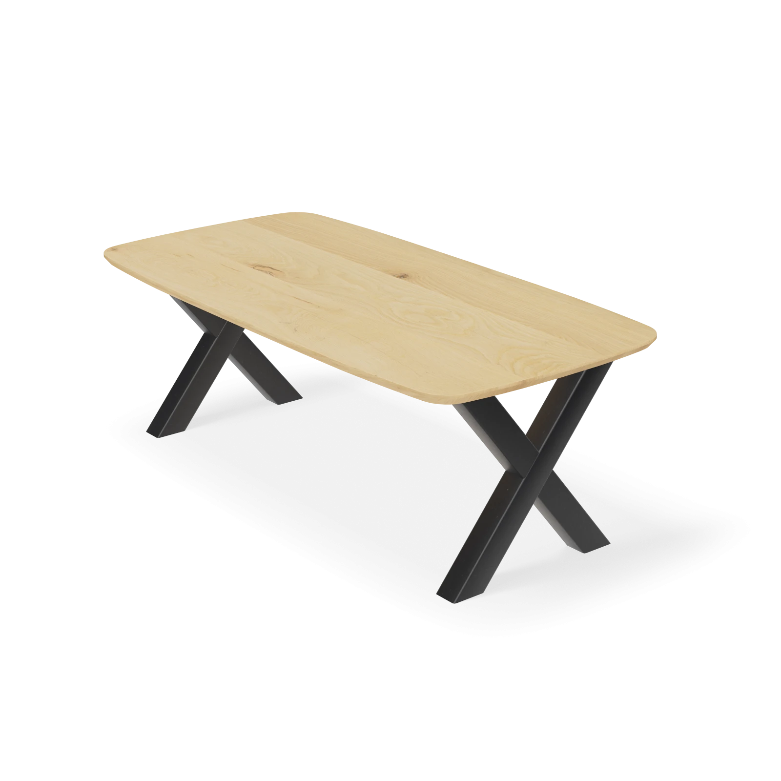 Eettafel X Poot(10x10cm) - Deens Ovaal Eiken Nature White (220x110cm)