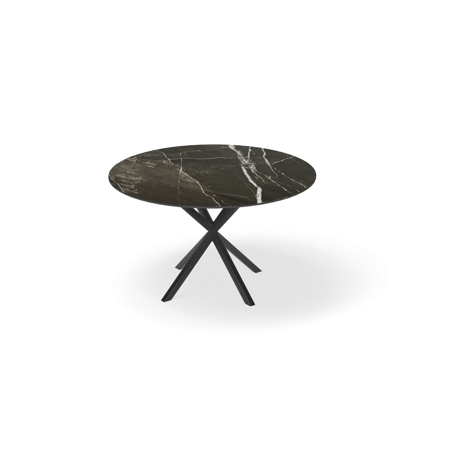 Eettafel North - Rond Keramiek Calacatta Black Satin (130cm)