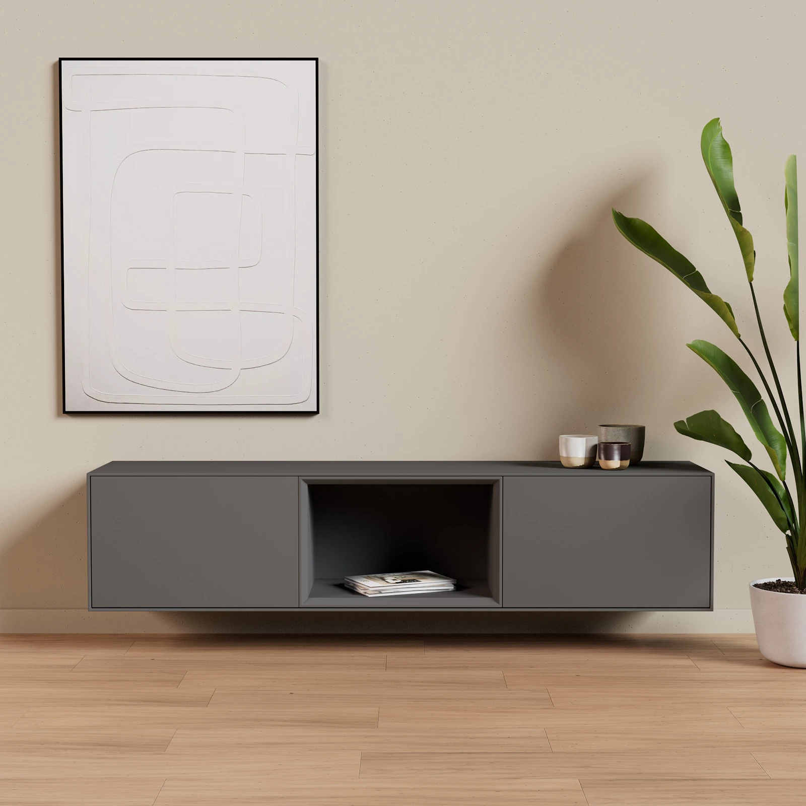 TV Meubel Traffic Grey 180cm Zwevend