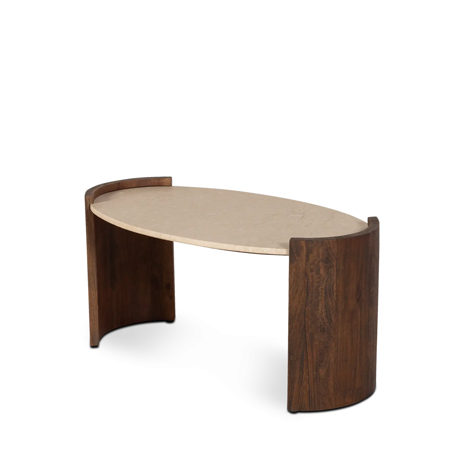 Salontafel Ayana - ovaal 93x50 cm  - Mangohout Cacao Bruin - Tafelblad Natuursteen